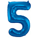 Folie Ballon Cijfer 5 Blauw Metallic XL 86cm leeg Folie Ballon Cijfer 5 Blauw Metallic XL 86cm leeg