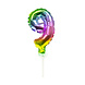Folie Ballon Cijfer 9 Regenboog 13cm met Stokje Folie Ballon Cijfer 9 Regenboog 13cm met Stokje