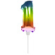 Folie Ballon Cijfer 1 Regenboog 36cm met Stokje Folie Ballon Cijfer 1 Regenboog 36cm met Stokje