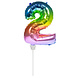 Folie Ballon Cijfer 2 Regenboog 36cm met Stokje Folie Ballon Cijfer 2 Regenboog 36cm met Stokje