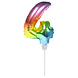 Folie Ballon Cijfer 4 Regenboog 36cm met Stokje Folie Ballon Cijfer 4 Regenboog 36cm met Stokje