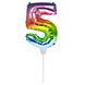 Folie Ballon Cijfer 5 Regenboog 36cm met Stokje Folie Ballon Cijfer 5 Regenboog 36cm met Stokje