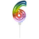 Folie Ballon Cijfer 6 Regenboog 36cm met Stokje Folie Ballon Cijfer 6 Regenboog 36cm met Stokje