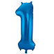 Folie Ballon Cijfer 1 Blauw Metallic XL 86cm leeg Folie Ballon Cijfer 1 Blauw Metallic XL 86cm leeg