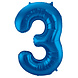 Folie Ballon Cijfer 3 Blauw Metallic XL 86cm leeg Folie Ballon Cijfer 3 Blauw Metallic XL 86cm leeg