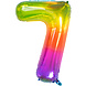 Folie Ballon Cijfer 7 Regenboog XL 81cm leeg Folie Ballon Cijfer 7 Regenboog XL 81cm leeg