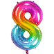 Folie Ballon Cijfer 8 Regenboog XL 81cm leeg Folie Ballon Cijfer 8 Regenboog XL 81cm leeg