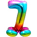 Folie Ballon Cijfer 7 Regenboog met standaard 72cm Folie Ballon Cijfer 7 Regenboog met standaard 72cm