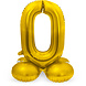 Folie Ballon Cijfer 0 Goud met standaard 72cm Folie Ballon Cijfer 0 Goud met standaard 72cm