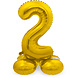 Folie Ballon Cijfer 2 Goud met standaard 72cm Folie Ballon Cijfer 2 Goud met standaard 72cm
