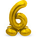 Folie Ballon Cijfer 6 Goud met standaard 72cm Folie Ballon Cijfer 6 Goud met standaard 72cm