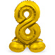 Folie Ballon Cijfer 8 Goud met standaard 72cm Folie Ballon Cijfer 8 Goud met standaard 72cm