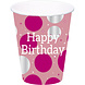 Happy Birthday Bekers Roze 250ml 8st Happy Birthday Bekers Roze 250ml 8st