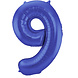 Folie Ballon Cijfer 9 Mat Blauw XL 86cm leeg Folie Ballon Cijfer 9 Mat Blauw XL 86cm leeg