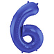 Folie Ballon Cijfer 6 Mat Blauw XL 86cm leeg Folie Ballon Cijfer 6 Mat Blauw XL 86cm leeg