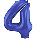Folie Ballon Cijfer 4 Mat Blauw XL 86cm leeg Folie Ballon Cijfer 4 Mat Blauw XL 86cm leeg