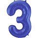 Folie Ballon Cijfer 3 Mat Blauw XL 86cm leeg Folie Ballon Cijfer 3 Mat Blauw XL 86cm leeg