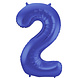 Folie Ballon Cijfer 2 Mat Blauw XL 86cm leeg Folie Ballon Cijfer 2 Mat Blauw XL 86cm leeg