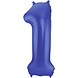 Folie Ballon Cijfer 1 Mat Blauw XL 86cm leeg Folie Ballon Cijfer 1 Mat Blauw XL 86cm leeg