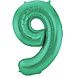Folie Ballon Cijfer 9 Mat Groen XL 86cm leeg Folie Ballon Cijfer 9 Mat Groen XL 86cm leeg