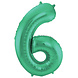 Folie Ballon Cijfer 6 Mat Groen XL 86cm leeg Folie Ballon Cijfer 6 Mat Groen XL 86cm leeg