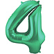 Folie Ballon Cijfer 4 Mat Groen XL 86cm leeg Folie Ballon Cijfer 4 Mat Groen XL 86cm leeg