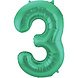 Folie Ballon Cijfer 3 Mat Groen XL 86cm leeg Folie Ballon Cijfer 3 Mat Groen XL 86cm leeg