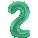 Folie Ballon Cijfer 2 Mat Groen XL 86cm leeg Folie Ballon Cijfer 2 Mat Groen XL 86cm leeg