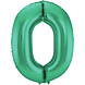 Folie Ballon Cijfer 0 Mat Groen XL 86cm leeg Folie Ballon Cijfer 0 Mat Groen XL 86cm leeg