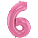 Folie Ballon Cijfer 6 Mat Roze XL 86cm leeg Folie Ballon Cijfer 6 Mat Roze XL 86cm leeg