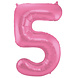 Folie Ballon Cijfer 5 Mat Roze XL 86cm leeg Folie Ballon Cijfer 5 Mat Roze XL 86cm leeg