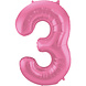 Folie Ballon Cijfer 3 Mat Roze XL 86cm leeg Folie Ballon Cijfer 3 Mat Roze XL 86cm leeg
