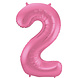 Folie Ballon Cijfer 2 Mat Roze XL 86cm leeg Folie Ballon Cijfer 2 Mat Roze XL 86cm leeg