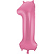 Folie Ballon Cijfer 1 Mat Roze XL 86cm leeg Folie Ballon Cijfer 1 Mat Roze XL 86cm leeg