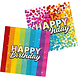 Happy Birthday Servetten Regenboog Confetti 33cm 20st Happy Birthday Servetten Regenboog Confetti 33cm 20st