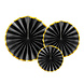 Papieren Waaiers Zwart Set 23-40cm 3 delig Papieren Waaiers Zwart Set 23-40cm 3 delig