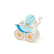 Geschenkdoosjes Geboorte Jongen Kinderwagen 9,5cm 10st Geschenkdoosjes Geboorte Jongen Kinderwagen 9,5cm 10st