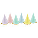 Gekleurde Feesthoedjes Pastel 16cm 6st Gekleurde Feesthoedjes Pastel 16cm 6st