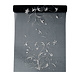 Zwarte Organza Stof Zilveren Bloemen 36cm 9m Zwarte Organza Stof Zilveren Bloemen 36cm 9m