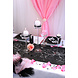 Zwarte Organza Stof Zilveren Bloemen 36cm 9m Zwarte Organza Stof Zilveren Bloemen 36cm 9m