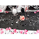 Zwarte Organza Stof Zilveren Bloemen 36cm 9m Zwarte Organza Stof Zilveren Bloemen 36cm 9m