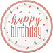 Happy Birthday Borden Rose Goud 23cm 8st Happy Birthday Borden Rose Goud 23cm 8st