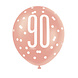 Ballonnen 90 Jaar Rose Goud 30cm 6st Ballonnen 90 Jaar Rose Goud 30cm 6st