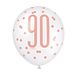 Ballonnen 90 Jaar Rose Goud 30cm 6st Ballonnen 90 Jaar Rose Goud 30cm 6st