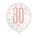 Ballonnen 80 Jaar Rose Goud 30cm 6st Ballonnen 80 Jaar Rose Goud 30cm 6st