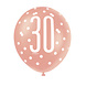 Ballonnen 30 Jaar Rose Goud 30cm 6st Ballonnen 30 Jaar Rose Goud 30cm 6st