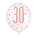 Ballonnen 30 Jaar Rose Goud 30cm 6st Ballonnen 30 Jaar Rose Goud 30cm 6st
