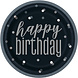 Happy Birthday Borden Zwart Stippen 22,2cm 8st Happy Birthday Borden Zwart Stippen 22,2cm 8st