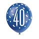 Ballonnen 40 Jaar Stippen Blauw 30cm 6st Ballonnen 40 Jaar Stippen Blauw 30cm 6st