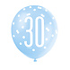 Ballonnen 30 Jaar Stippen Blauw 30cm 6st Ballonnen 30 Jaar Stippen Blauw 30cm 6st